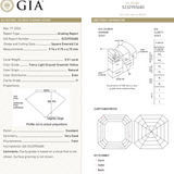 5.51ct 9.76x9.75x6.75mm GIA I1 Fancy Light Grey Green Yellow Antique Cut Corner Square Step Cut 28026-01